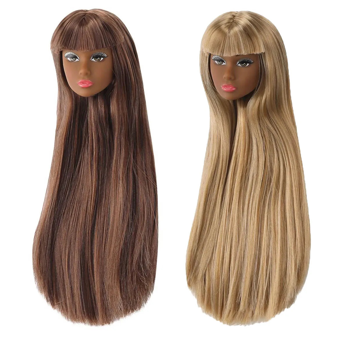 1/6 Supermodel Doll with Movable Joints – Flat Bangs Straight Hair Body & Head Accessories (White/Normal/Black Skin)