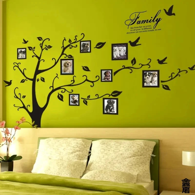 Large Family Tree Wall Sticker – Photo Frame Wall Decal for Home, Room & Scene Decor