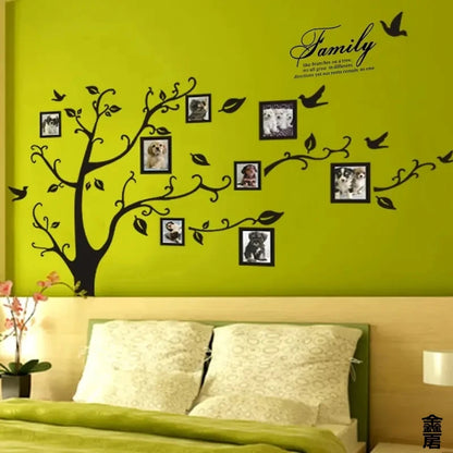 Large Family Tree Wall Sticker – Photo Frame Wall Decal for Home, Room & Scene Decor