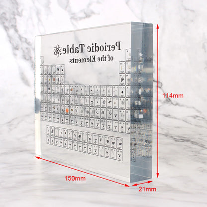 Acrylic Periodic Table for Kids: Real Element Samples Display & Letter Decoration