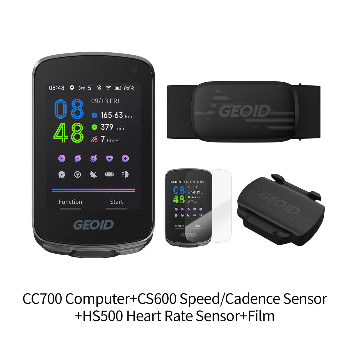 GEOID CC700/PRO Bike Computer - Wireless Color Screen Cycling Speedometer with ANT+, WiFi, IPX7 Waterproof & Odometer