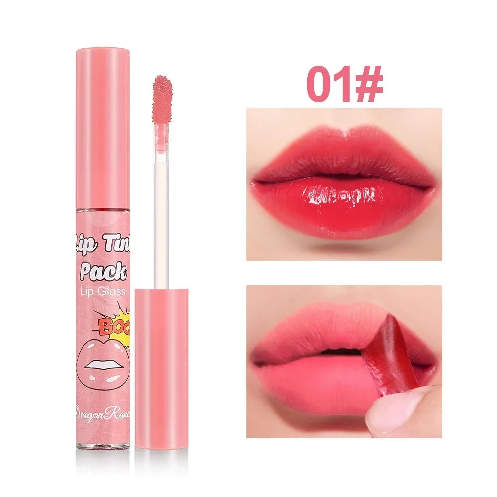 Peel-Off Waterproof Lip Glaze & Lip Stain – Long Lasting Non-Stick Matte Red Liquid Lipstick with Tattoo Tint Effect for All-Day Wear Makeup