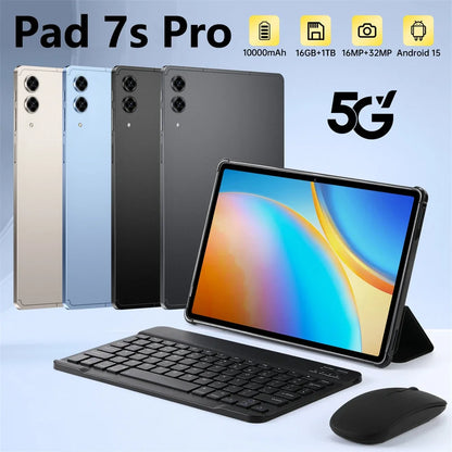 2026 Pad 7s Pro 10.1" Android Tablet – 16GB+1TB, 10000mAh, 5G WiFi Dual SIM, Global Version Kids PC