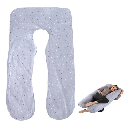Cotton Maternity U-Shaped Body Pillow Case – 140/150cm Removable & Washable Cover for Pregnancy Support