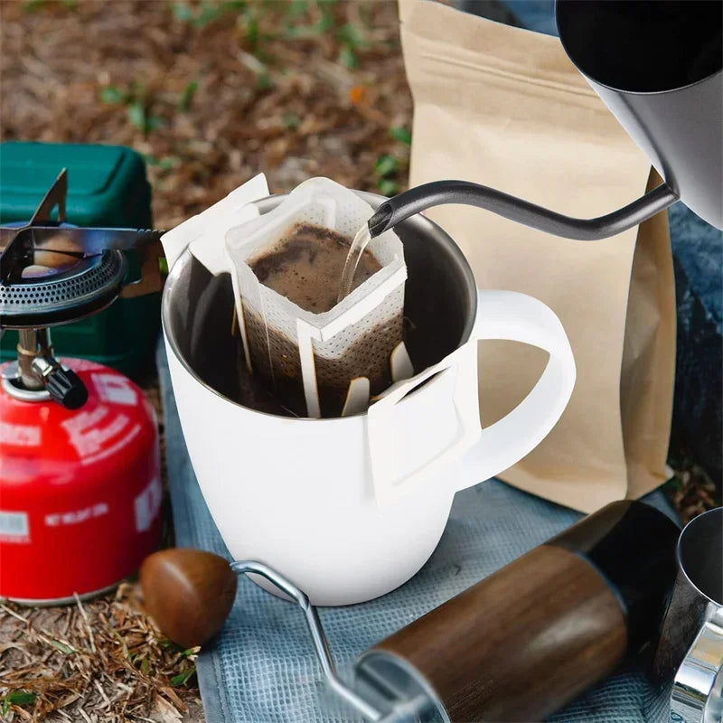 Biodegradable Disposable Coffee Filter Bags – Fast Flow Drip Brewing Paper Filters for Coffee & Tea, Travel & Home Use