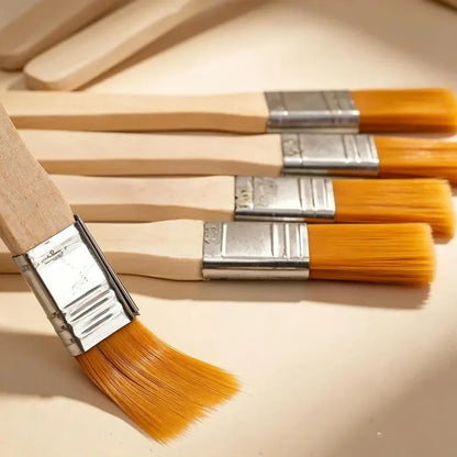 Paint Brush Set - Soft Nylon Bristle Wooden Handle Brushes for Watercolor, Oil Painting, Drawing & Cleaning