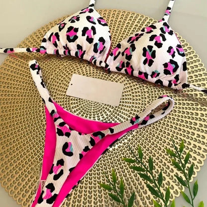 Women’s Leopard Print Bikini Set – Sexy Swimwear for Beach Vacation, Thong Bathing Suit & Summer Beachwear