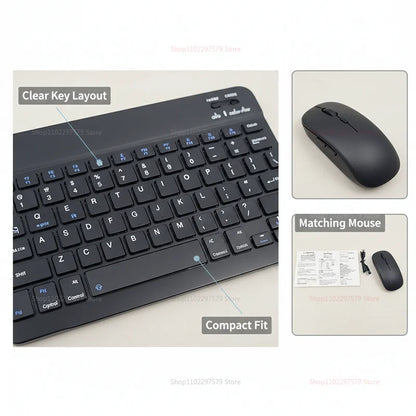 Mini Wireless Bluetooth Keyboard & Mouse Combo – Slim Portable Travel Set for iPad, iPhone, Android Tablets & Phones