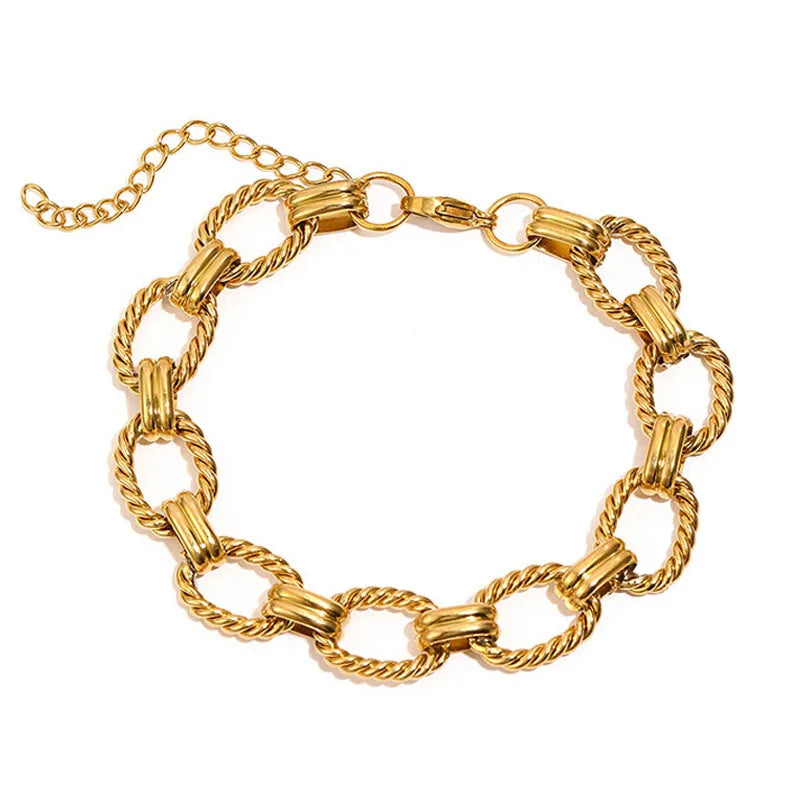 Women’s Chunky Gold Toggle Chain Bracelet – Stainless Steel OT Buckle Link Bracelet, Tarnish-Free Bold Fashion Jewelry