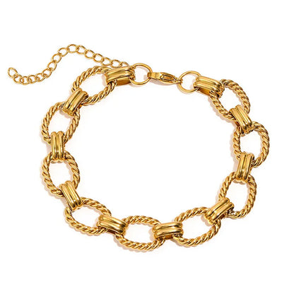 Women’s Chunky Gold Toggle Chain Bracelet – Stainless Steel OT Buckle Link Bracelet, Tarnish-Free Bold Fashion Jewelry