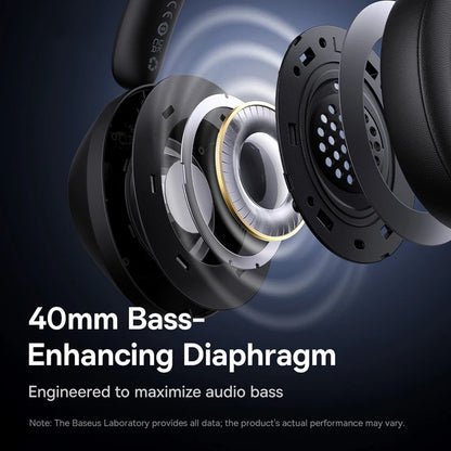 Baseus Bass 30 Max Wireless Headset - Bluetooth 5.3, Over-Ear Headphones, Bass-Enhancing 40mm Diaphragm, Ultra Low Latency, 50H Playtime