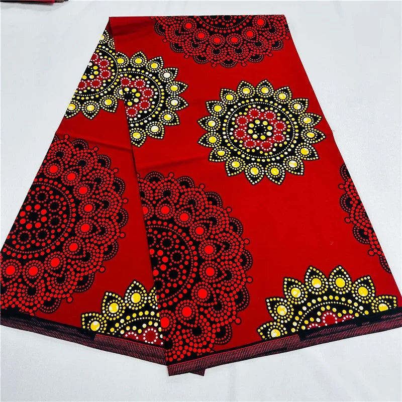 6 Yards African Real Wax Fabric - 100% Cotton Original Ankara Print for Party Dresses K121901