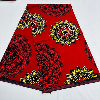 6 Yards African Real Wax Fabric - 100% Cotton Original Ankara Print for Party Dresses K121901