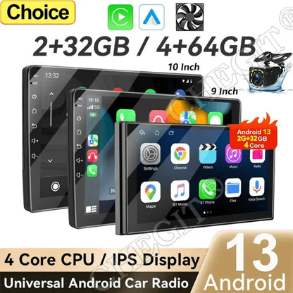 7/9/10-Inch Android 13 Car Radio - Wireless CarPlay, Bluetooth, 64GB Multimedia Stereo