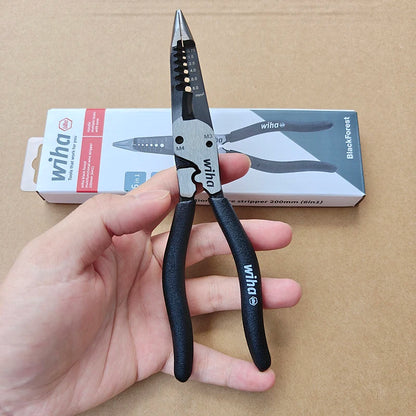 Wiha 46811 6-in-1 Needle Nose Wire Stripper Pliers - 200mm BlackForest Multi-Purpose Repair Tool