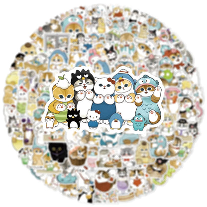 100PCS Kawaii Cat Stickers - Cute Cartoon Animal Decals for Laptops, Suitcases, Skateboards, Guitars, and Phones