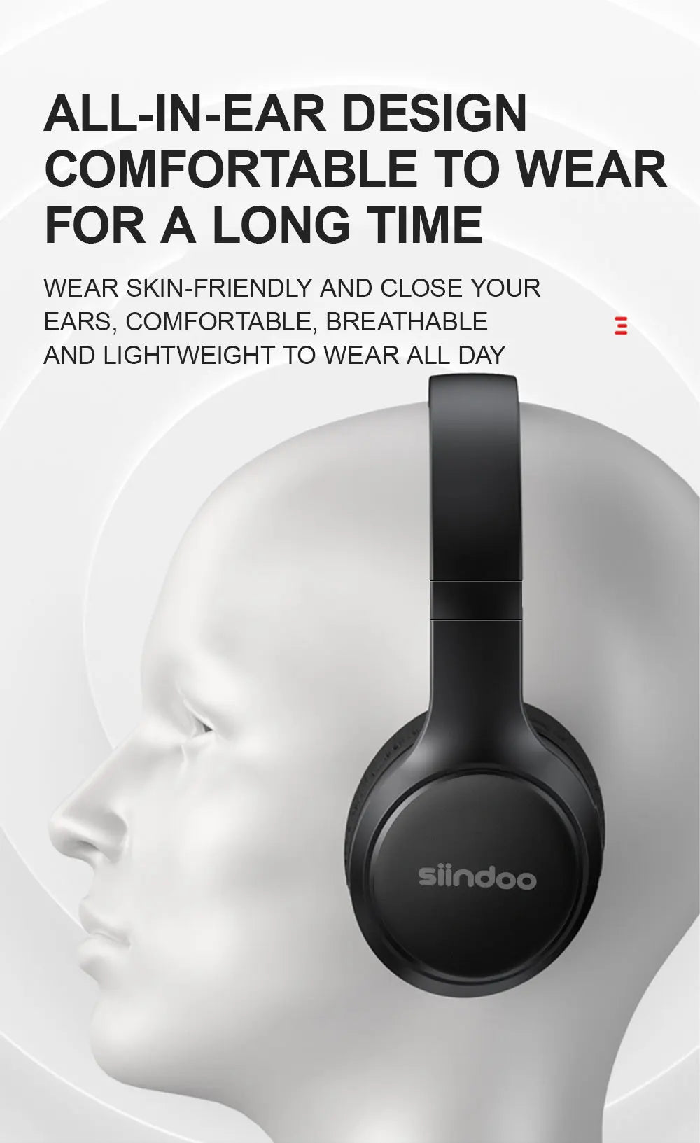 Siindoo JH919 Wireless Bluetooth Headphones - Foldable Stereo Earphones, Super Bass, Noise Reduction Mic for Laptop, PC, TV