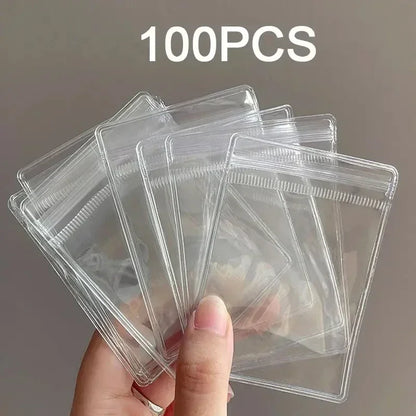 10/100pcs Thick PVC Jewelry Bags — Transparent Self-Sealing Pouches for Storage, Display & Anti-Oxidation Protection