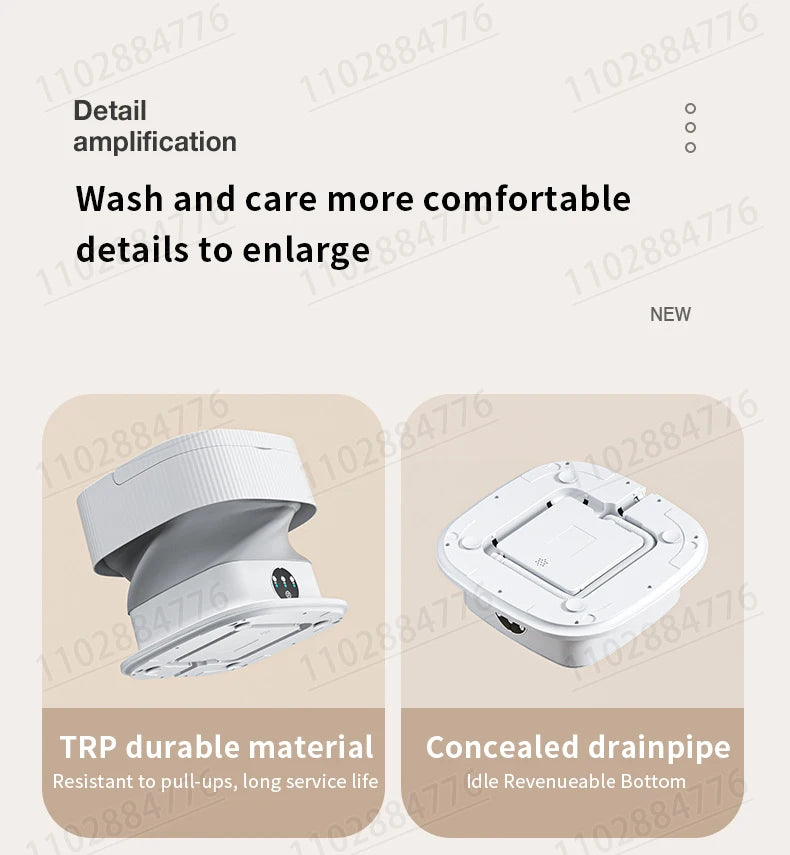 10L High-End Foldable Portable Washing Machine – Large Capacity with Blue Light, Timed Washing & Dehydration