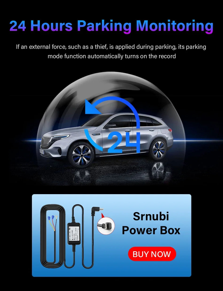 10.26'' 4K Dash Cam Car Mirror Video Player - Wireless CarPlay, Android Auto, GPS, and Rearview Camera Monitor