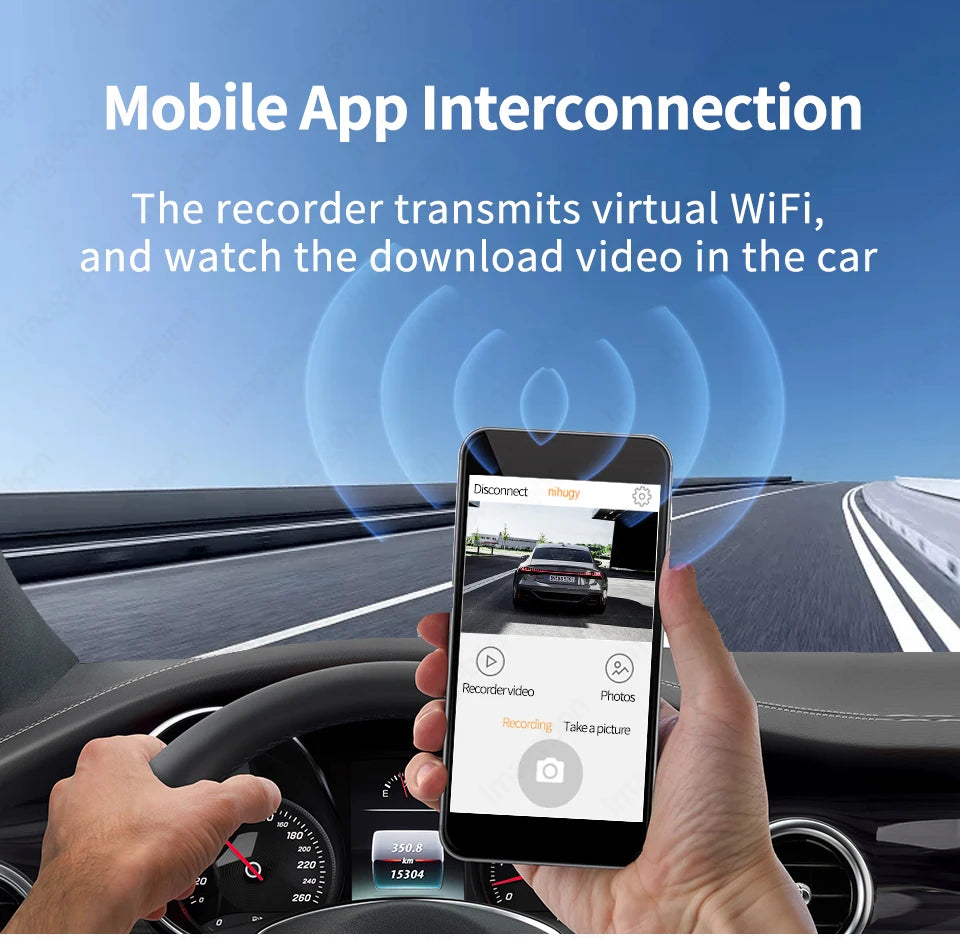 4K 2160P Dash Cam – Car DVR with CarPlay, Android Auto, Rearview Mirror Streaming, GPS, 5G WiFi, FM Radio, AUX