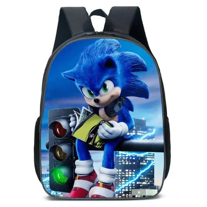 Cartoon Sonic School Backpack – Anime Kids' Primary & Secondary Mochila Bag