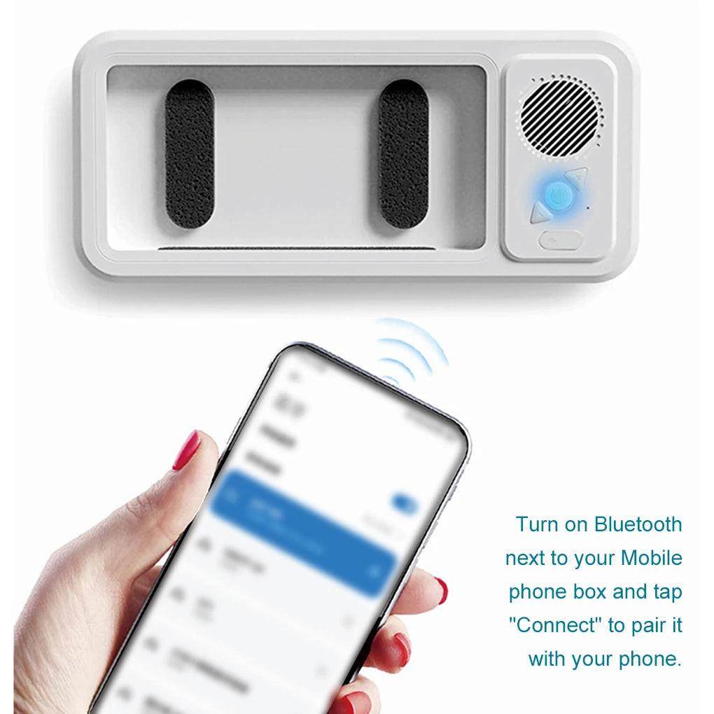 Waterproof Bathroom Phone Holder with Bluetooth Speaker – 360° Rotating Touch Screen Stand for Bath & Shower Entertainment