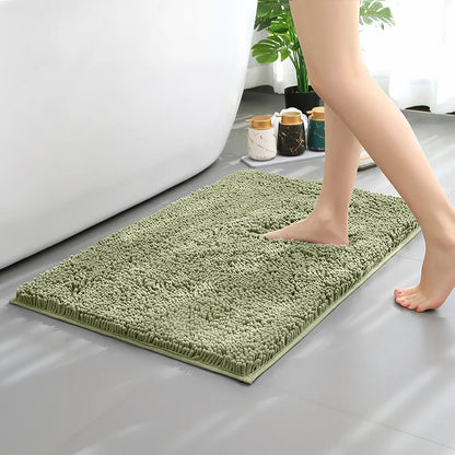 Chenille Long-Haired Bath Mat – Absorbent Bathroom Floor Mat for Tub, Living Room, and Entrance Foot Pad
