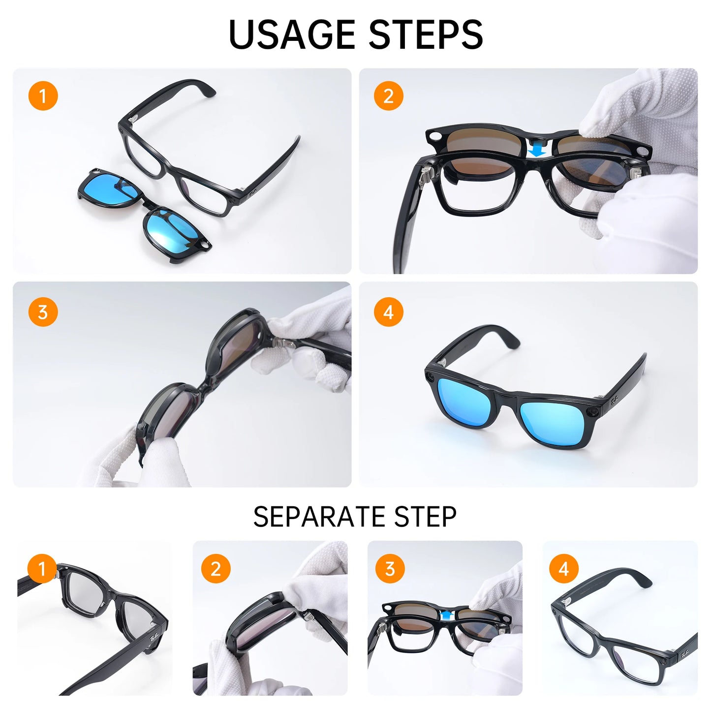 Hibloks Polarized Clip-On Lenses for Ray-Ban Meta Wayfarer RW4006 – UV Protection & Anti-Glare