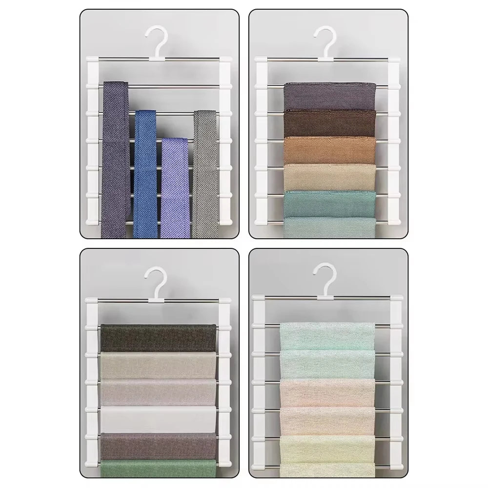 Multi-Layer Pants Hanger - Space-Saving Foldable Closet Organizer with Non-Slip Clips