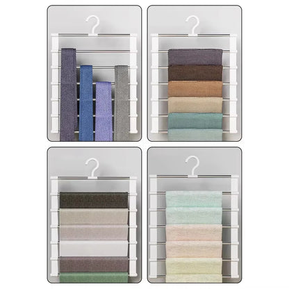 Multi-Layer Pants Hanger - Space-Saving Foldable Closet Organizer with Non-Slip Clips