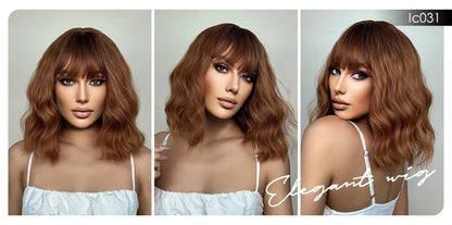 CharmSource Pink BOBO Short Synthetic Wig – Natural Wavy Heat Resistant Hair Wig for Women, Party & Daily Wear