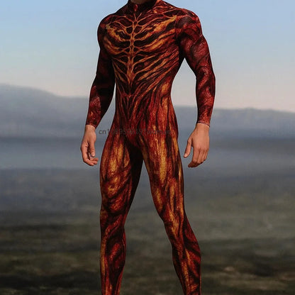 Men's Cyberpunk Muscle Bodysuit - Sci-Fi Printed Cosplay Zentai Costume for Carnival, Stage & Performance Events