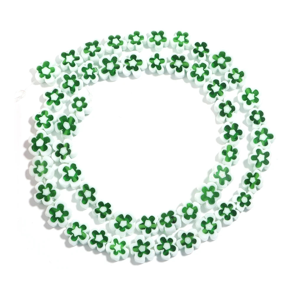 Colorful Lampwork Flower Beads - Thousand Flower Flat Plum Blossom Loose Beads for DIY Bracelet & Jewelry Crafts
