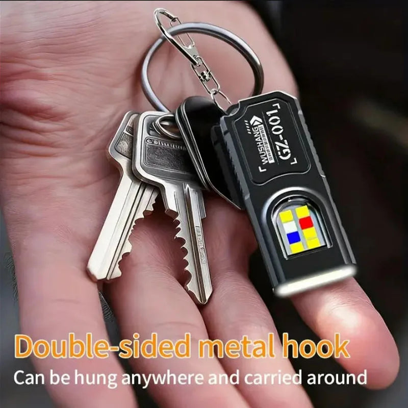 Mini COB LED Keychain Flashlight - USB C Rechargeable Waterproof Pocket Work Light for Camping, Walking & Outdoor Use