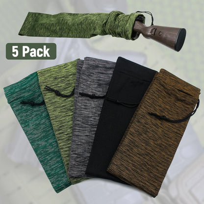 5-Pack Silicone Treated Gun Socks 55” x 3.9” – Stretch Knit Rifle Storage Covers for Hunting & Shooting Protection Sleeves
