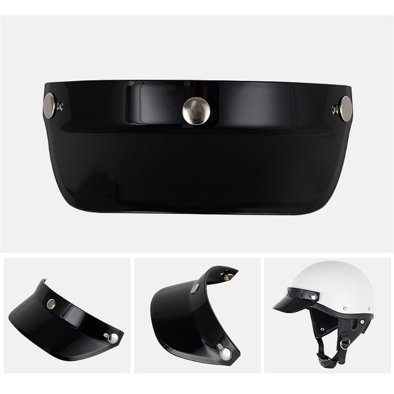 3 Snap-Button Universal Helmet Visor – Windproof Flip Shield for Open Face Motorcycles