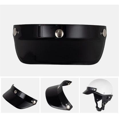 3 Snap-Button Universal Helmet Visor – Windproof Flip Shield for Open Face Motorcycles