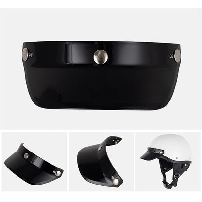 3 Snap-Button Universal Helmet Visor – Windproof Flip Shield for Open Face Motorcycles