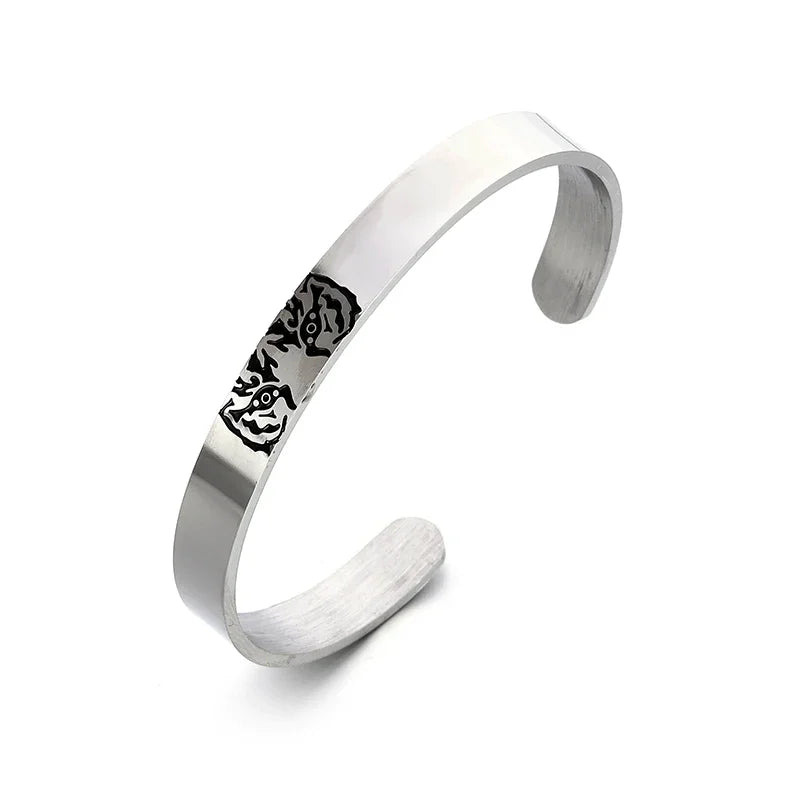 Retro Tibetan Six-Character Mantra Bracelet — Silver Plated Lotus Cuff for Men