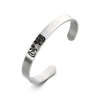 Retro Tibetan Six-Character Mantra Bracelet — Silver Plated Lotus Cuff for Men
