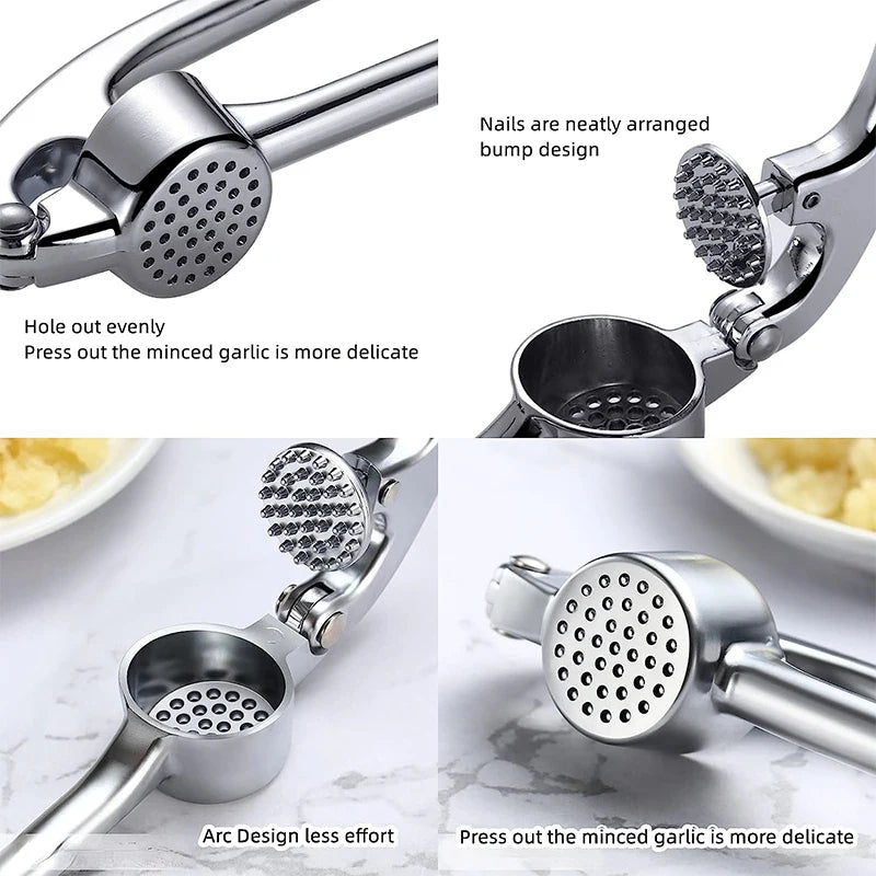LMETJMA Stainless Steel Garlic Press — Easy Squeeze Garlic Mincer & Crusher Kitchen Tool JT202