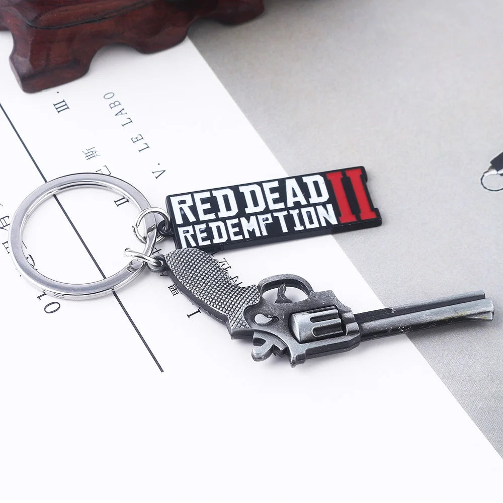 Red Dead Redemption 2 Arthur Morgan Revolver Keychain - Game-Inspired Bag Charm and Cosplay Gift for Fans