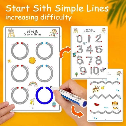 Magical Reusable Tracing Workbook – Montessori Drawing Practice & Control Training Copybook for Kids