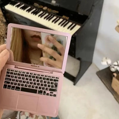 Mini Computer-Shaped Makeup Mirror - Portable Folding Pocket Mirror for Travel & Daily Touch-Ups