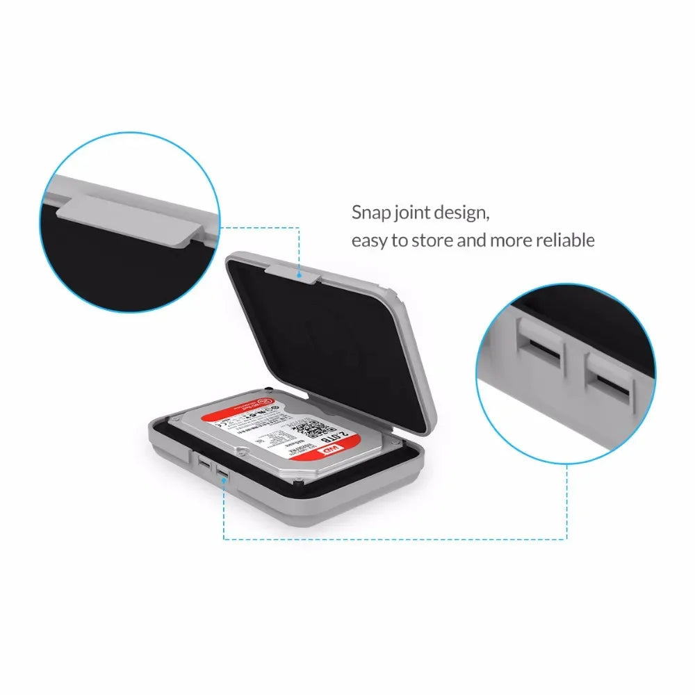 ORICO 3.5" HDD Protective Case – Dustproof & Waterproof SATA Storage Box, Portable Hard Drive Caddy Cover