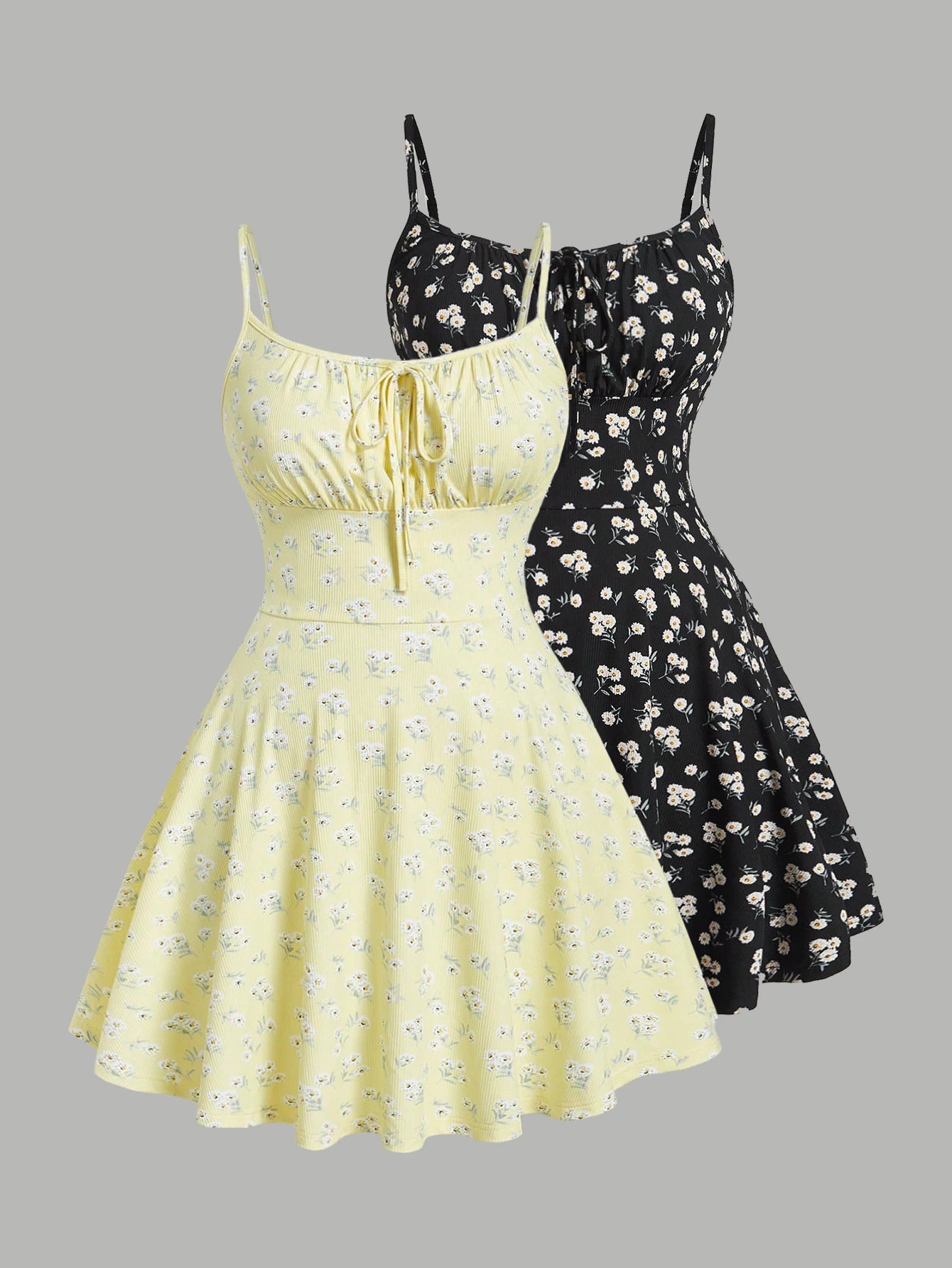 Women’s Floral Sleeveless Camisole Dress – Thin Strap Elegant Summer Fashion Sundress