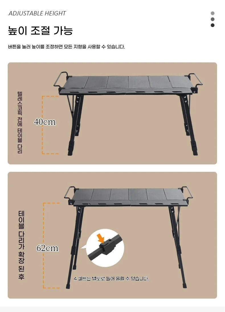 Lohascamping Folding IGT Table – Lightweight Portable Roll-Up Table with Adjustable Legs for Camping, BBQ & Outdoor Cooking