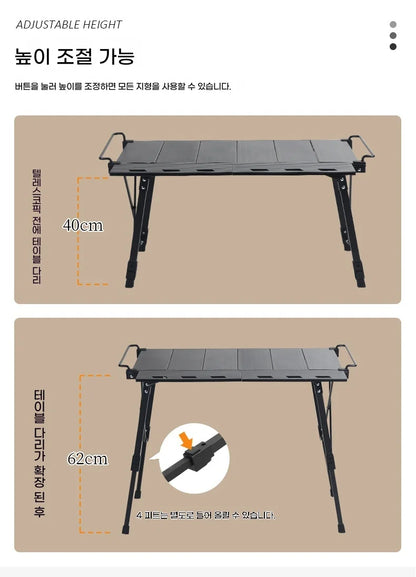 Lohascamping Folding IGT Table – Lightweight Portable Roll-Up Table with Adjustable Legs for Camping, BBQ & Outdoor Cooking