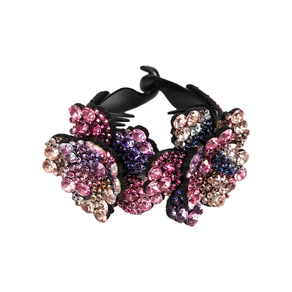 AWAYTR Colorful Crystal Flower Hair Claw – Large Flower Crab Clamp Barrettes, Shark Clip Hair Accessories for Women